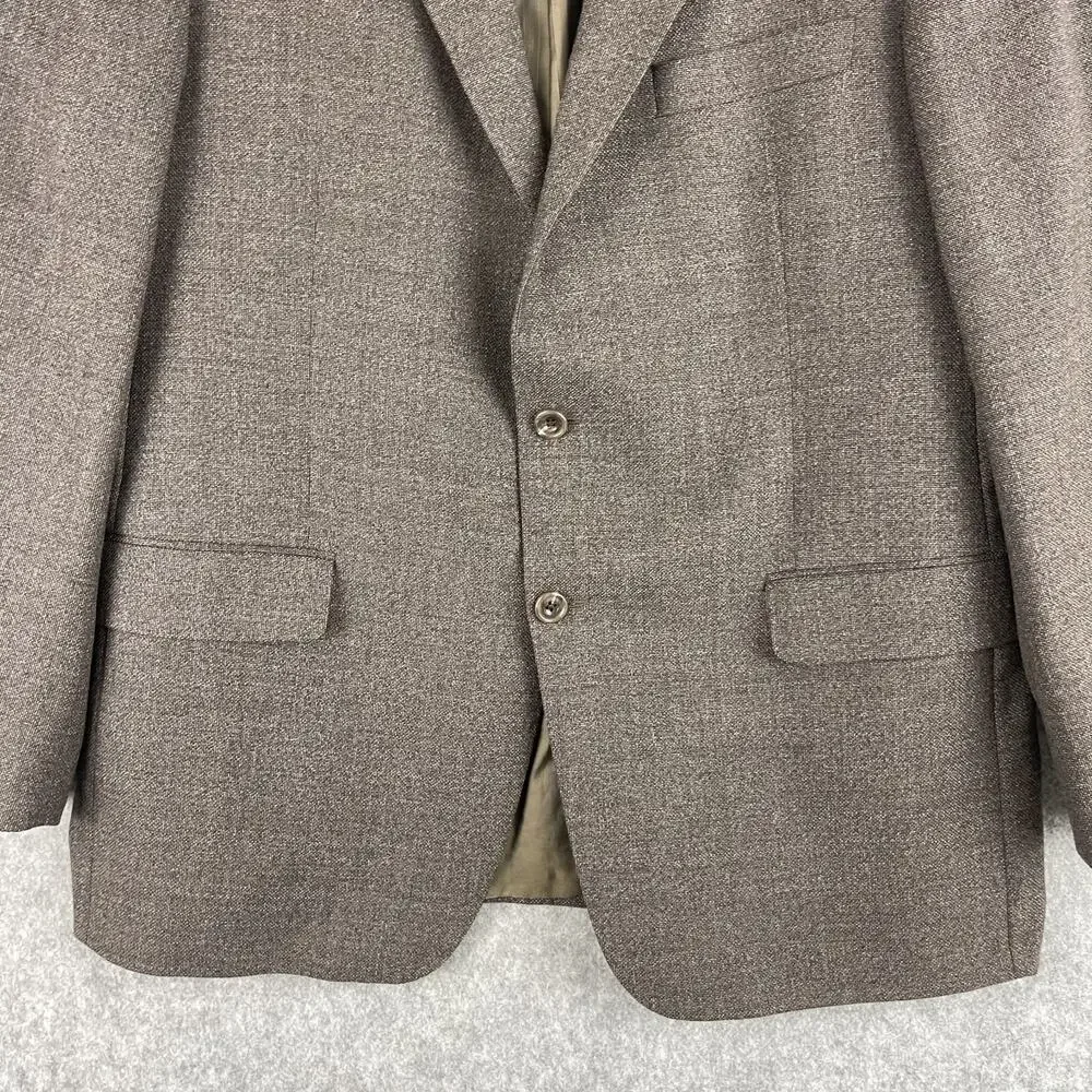Hickey Freeman Blazer Sport Coat Mens 44R Brown Wool Hopsack‎ 2 Button USA